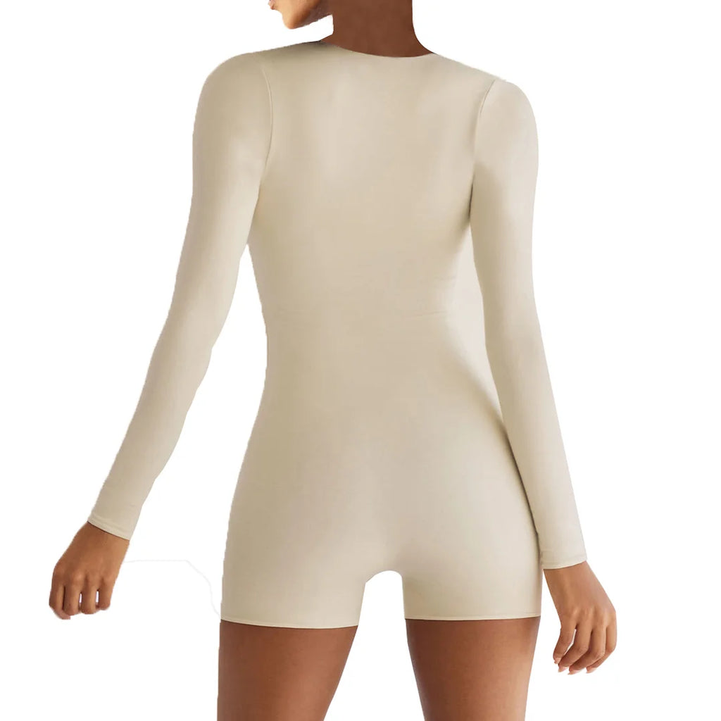 Square Neck Long Sleeve Romper