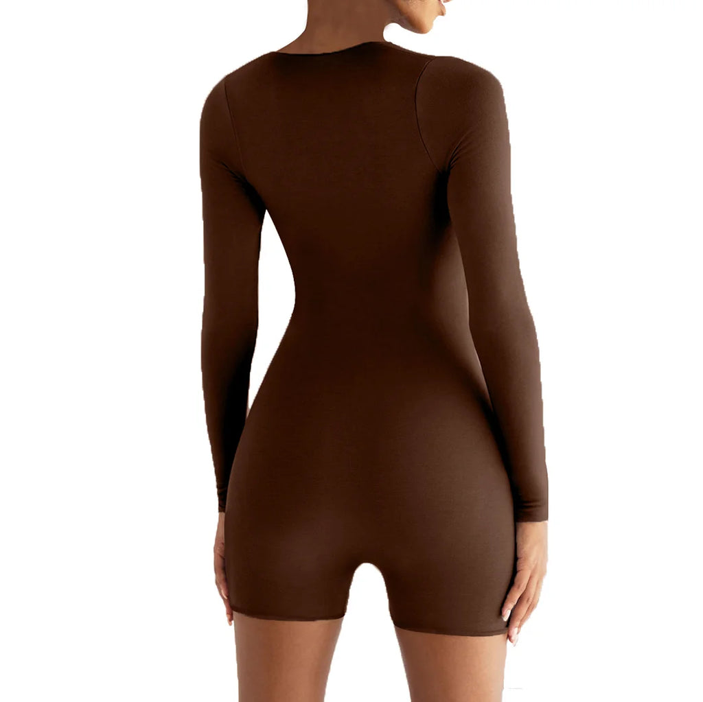 Square Neck Long Sleeve Romper