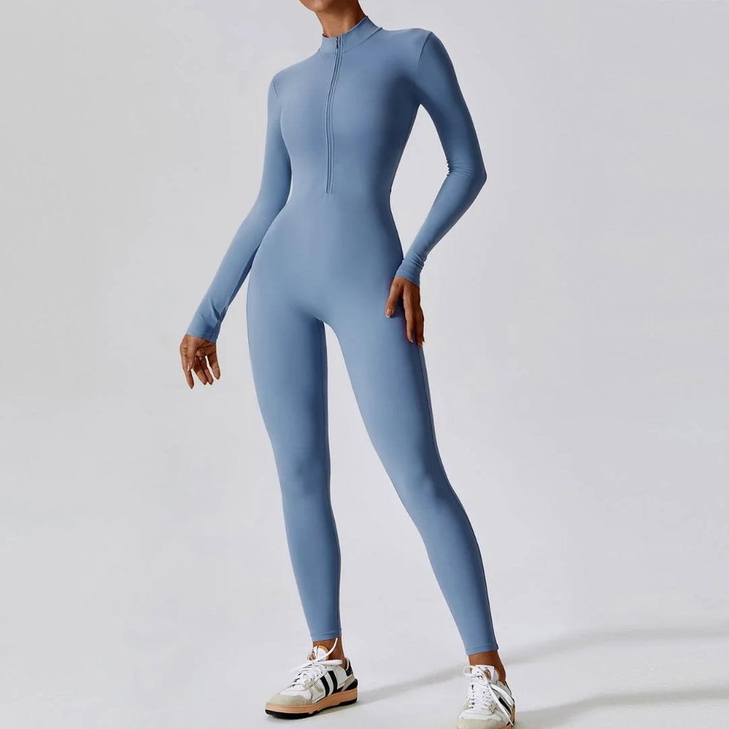 Soft Zip Long Sleeve Jumpsuit