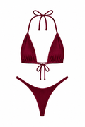 Wine Red High Cut Thong Set