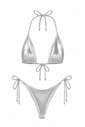 Metallic Silver Thong Set