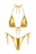 Metallic Gold Thong Set